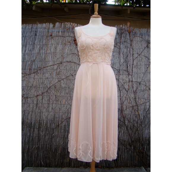 Vintage 50s Vanity Fair PinkNightgown MEDIUM